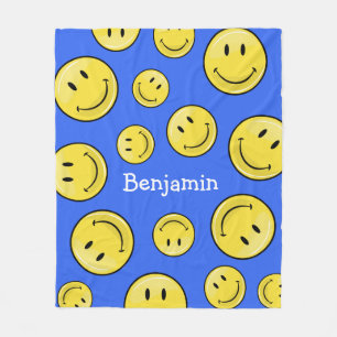 Classic Yellow Happy Face Fleece Blanket
