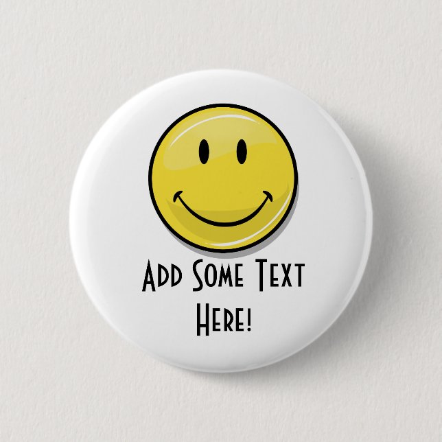 Classic Yellow Happy Face Pinback Button (Front)