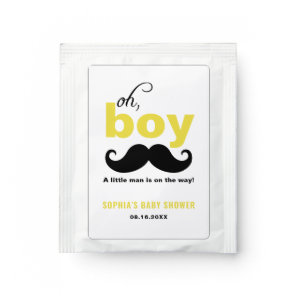 Classic Yellow It's a Boy Mustache Baby Shower Tea Bag Drink Mix