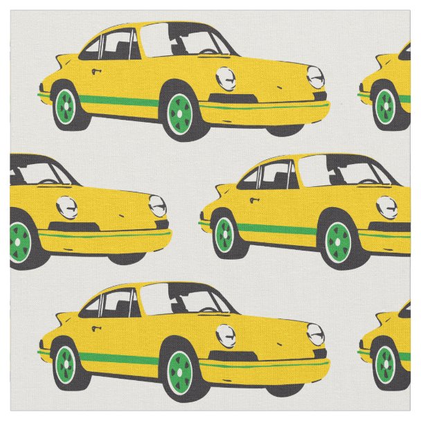 Classic White and Yellow Sports Car Fabric Zazzle