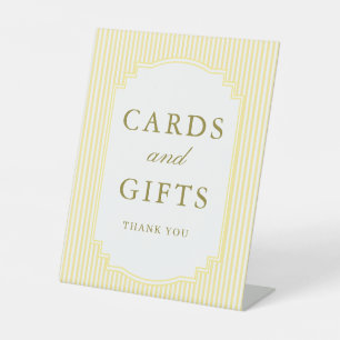 Classic Yellow Striped Wedding Cards and Gifts Pedestal Sign