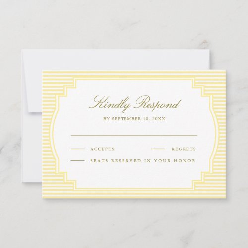 Classic Yellow Striped Wedding RSVP Card