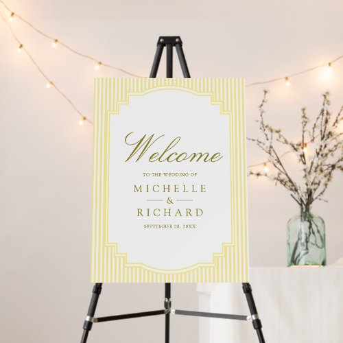 Classic Yellow Striped Wedding Welcome Sign