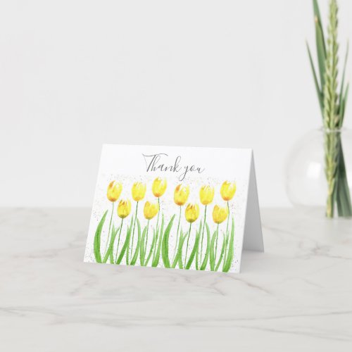 Classic Yellow Tulips Floral Wedding Thank you 