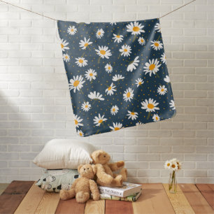 Classic Yellow White Daisy Flowers Nursery Baby Blanket