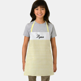 Classic Yellow & White Gingham | Personalized Name Apron