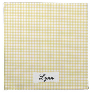Classic Yellow & White Gingham | Personalized Name Cloth Napkin