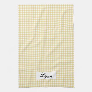 Classic Yellow & White Gingham | Personalized Name Kitchen Towel