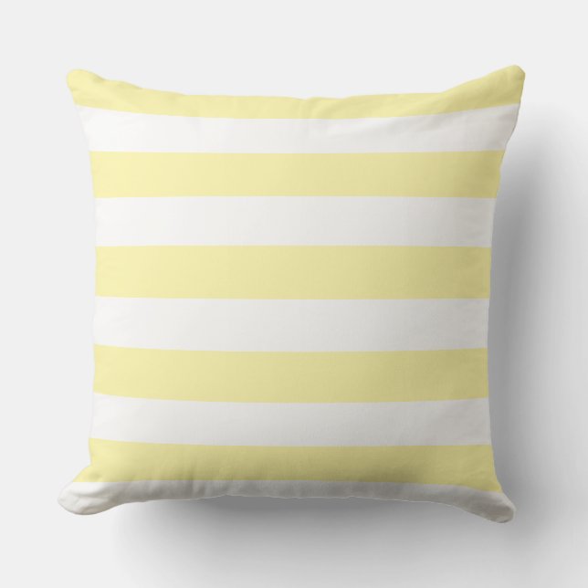  Classic Yellow + White Stripes  Throw Pillow (Front)