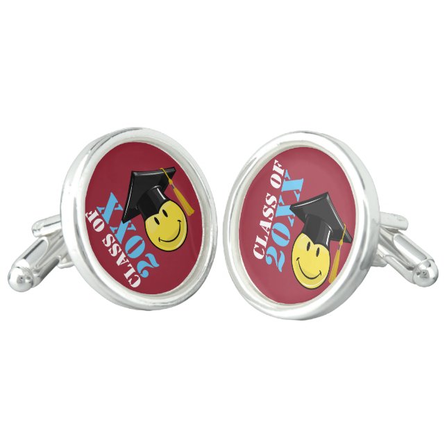 Classic Yellow With A Graduation Cap Cufflinks (Angled)