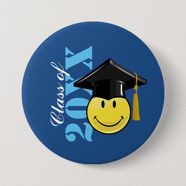 Classic Yellow With A Graduation Cap Pinback Button (Front)