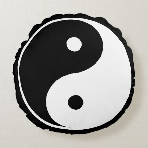 Classic Ying Yang Chinese Symbol Round Pillow