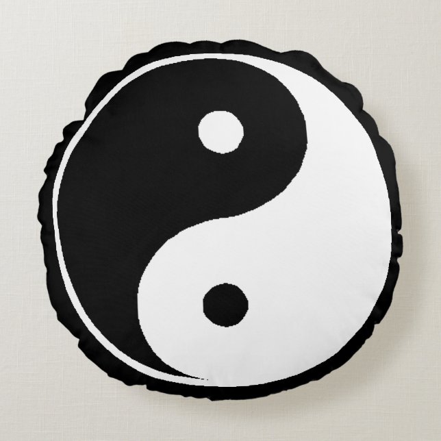 Classic Ying Yang Chinese Symbol Round Pillow (Front)