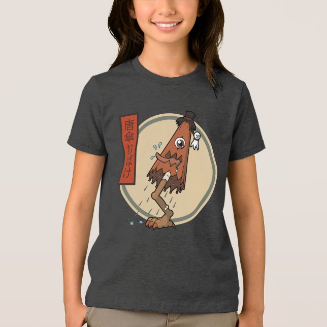 Classic Yokai Karakasa-obake- Japanese Folklore Tri-Blend Shirt (Front)