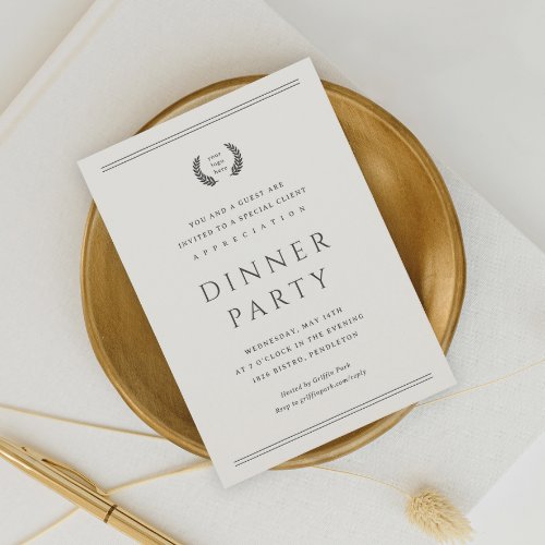 Classic Your Logo Here Business Dinner Party Invitation