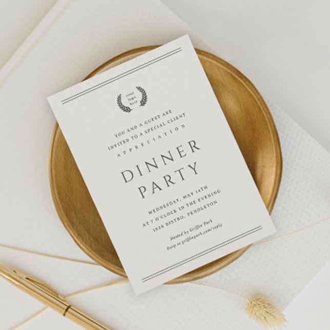 Classic Your Logo Here Business Dinner Party Invitation (Creator Uploaded)
