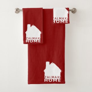 Classic ZALMAXI HOME Red White Bath Towel Set