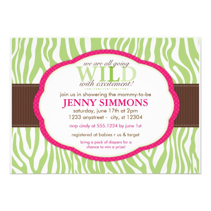 Classic Zebra Print Baby Shower Invitations