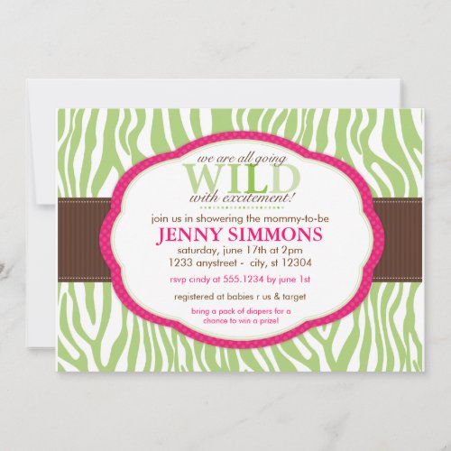 Classic Zebra Print Baby Shower Invitations