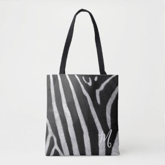 Classic Zebra Print Custom Monogram Tote Bag