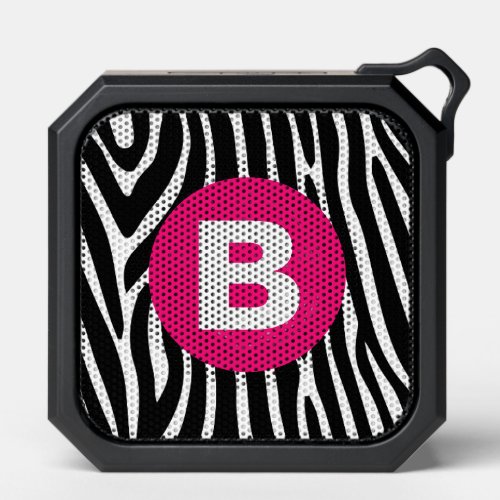 Classic Zebra Stripes Bright Pink Monogram Bluetooth Speaker