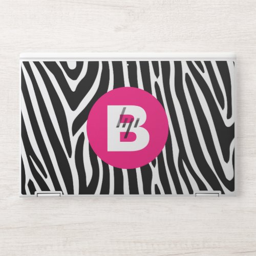 Classic Zebra Stripes Bright Pink Monogram HP Laptop Skin