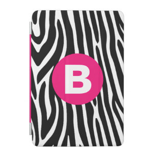 Classic Zebra Stripes Bright Pink Monogram iPad Mini Cover