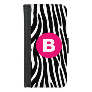Classic Zebra Stripes Bright Pink Monogram iPhone 8/7 Wallet Case