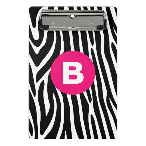 Classic Zebra Stripes Bright Pink Monogram Mini Clipboard