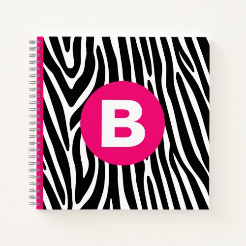 Classic Zebra Stripes Bright Pink Monogram Notebook