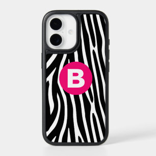 Classic Zebra Stripes Bright Pink Monogram iPhone 17 Case