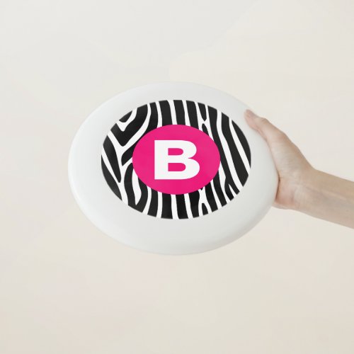 Classic Zebra Stripes Bright Pink Monogram Wham_O Frisbee