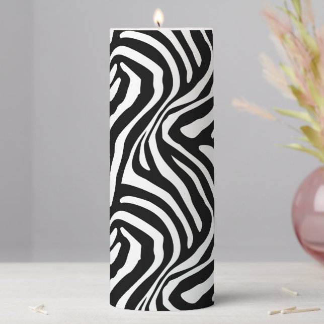 Classic Zebra Stripes Pillar Candle (In Situ)