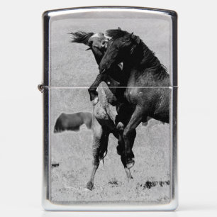Classic Zippo Lighter Wild Stallions Fighting