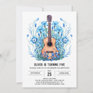 Classical Acoustic Guitar Boy Birthday Invitation