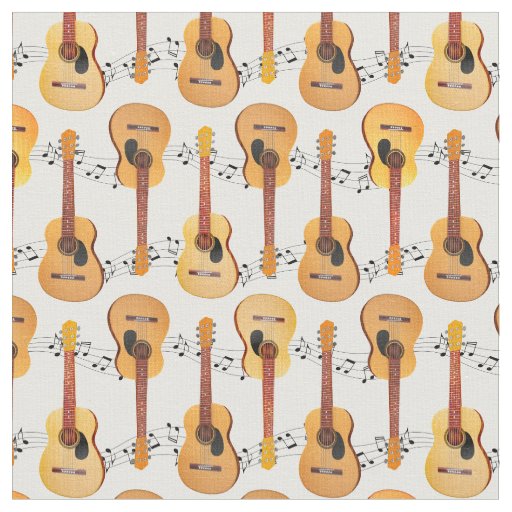 Classical Acoustic Guitars Music Notes Fabric