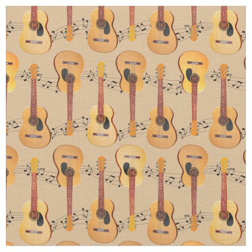 Classical Acoustic Guitars Music Notes Fabric