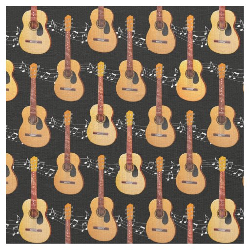 Classical Acoustic Guitars Music Notes Fabric