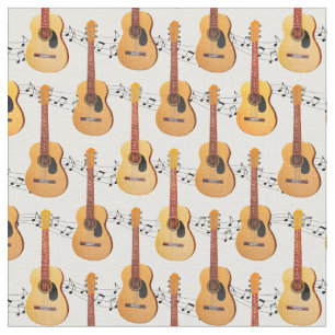 Classical Acoustic Guitars Music Notes Fabric