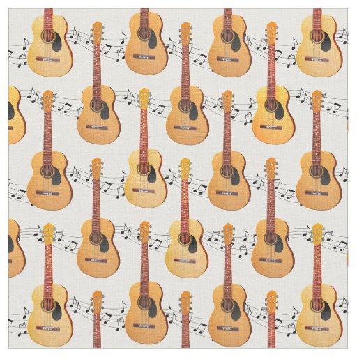 Classical Acoustic Guitars Music Notes Fabric