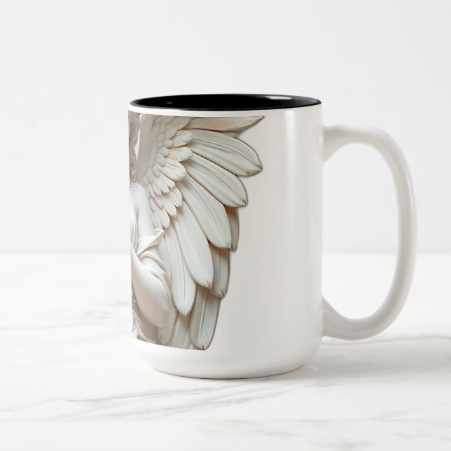 Classical Angel Statue in Pastel Two-Tone Coffee Mug (Right)