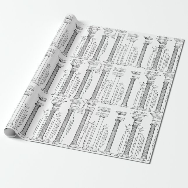 Classical architecture Christmas wrapping paper (Unrolled)