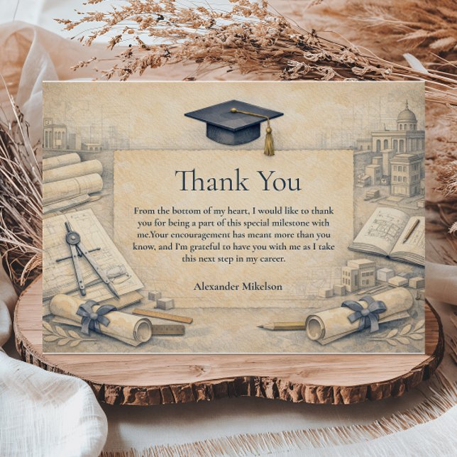 Classical Architecture Graduatio Thank You Card (Creator Uploaded)