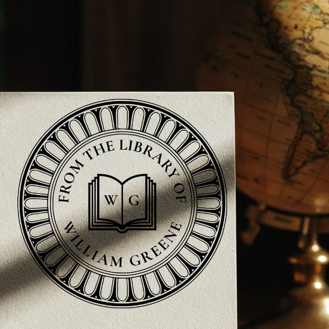 Classical Architecture Wooden Monogram Ex Libris Rubber Stamp (Creator Uploaded)