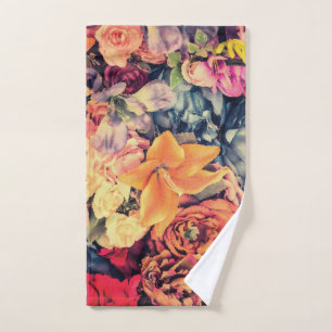 Classical autumn florals mosaic pattern hand towel