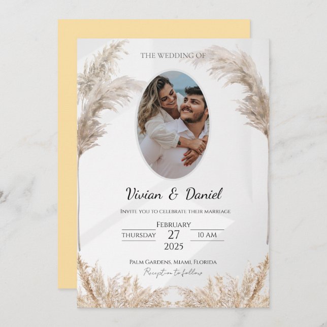 Classical Black & Gold Customizable Wedding Invitation (Front/Back)