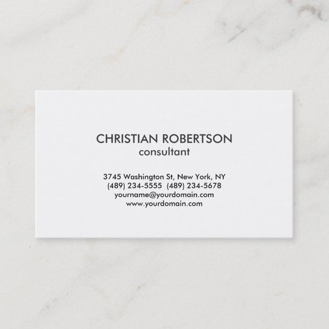 Classical Black White Consultant Business Card (Front)