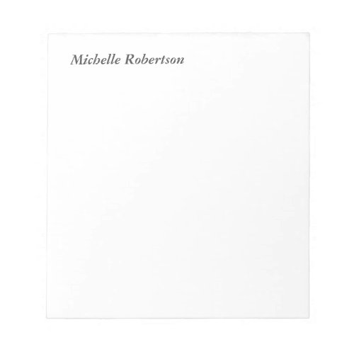 Classical Black White Plain Minimalist Notepad