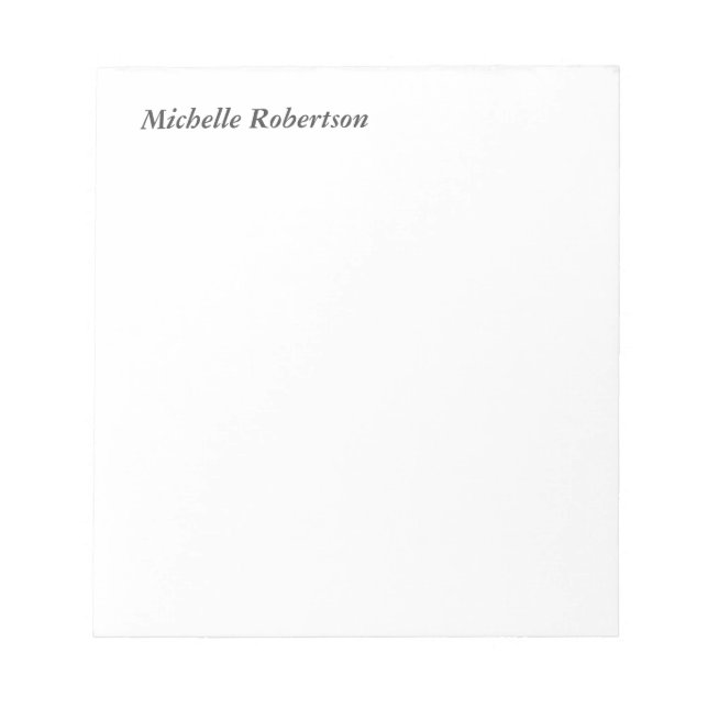 Classical Black White Plain Minimalist Notepad (Front)
