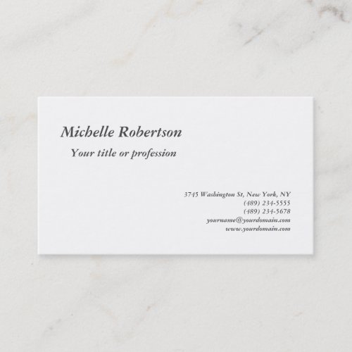 Classical Black White Plain Minimalist Simple Business Card